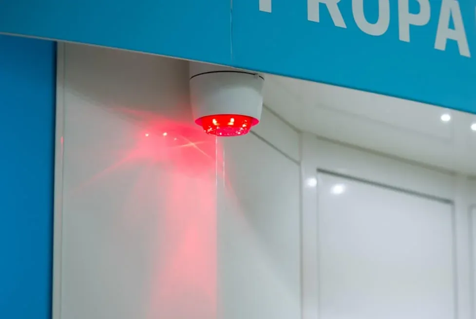 Red safety warning light illuminated on a Vendanor Propane Vending Machine signalling cylinder dispensing.
